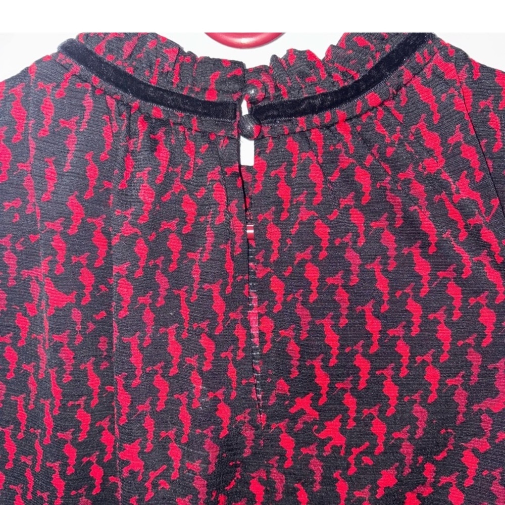 NWT Worthington Cherry Cordial Astor Bow Tie Mock Neck Blouse Size Large - Picture 7 of 9